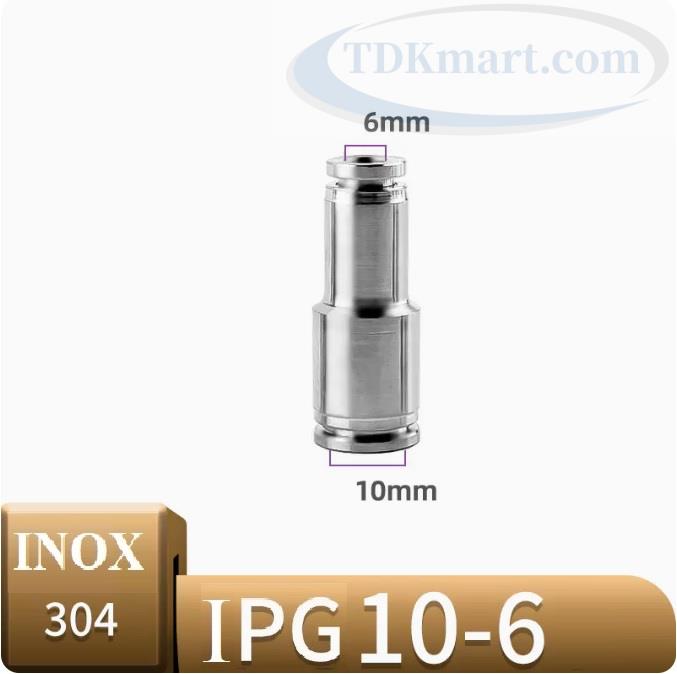 Đầu nối khí giảm thẳng inox IPG10-6