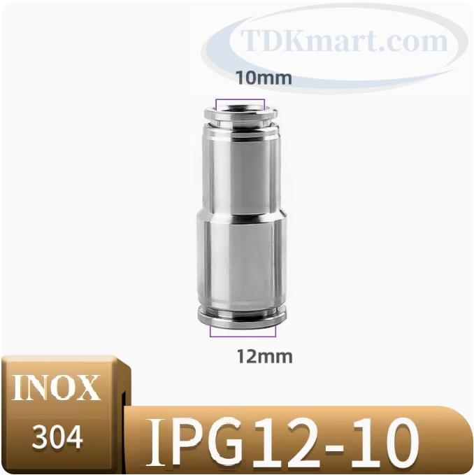 Đầu nối khí giảm thẳng Inox IPG12-10