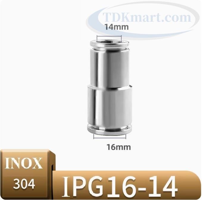 Đầu nối khí giảm thẳng Inox IPG16-14