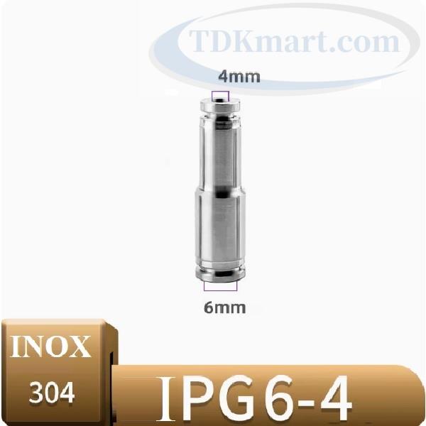 Đầu nối khí giảm thẳng Inox IPG6-4