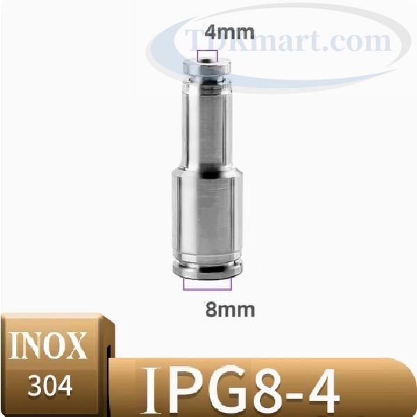 Đầu nối khí giảm thẳng Inox IPG8-4