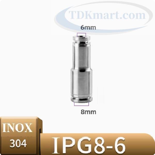 Đầu nối khí giảm thẳng Inox IPG8-6