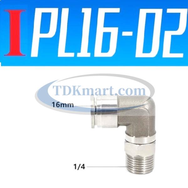 Co nối nhanh Inox ống 16 - Ren ngoài 1/4 =12.7mm