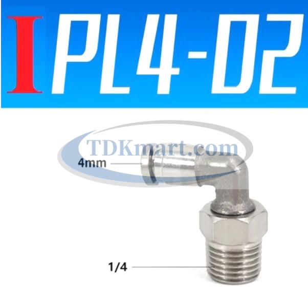 Co nối nhanh Inox ống 4 - Ren ngoài 1/4 =12.7mm