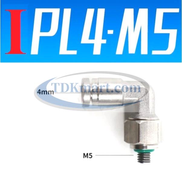 Co nối nhanh Inox ống 4 - Ren ngoài M5