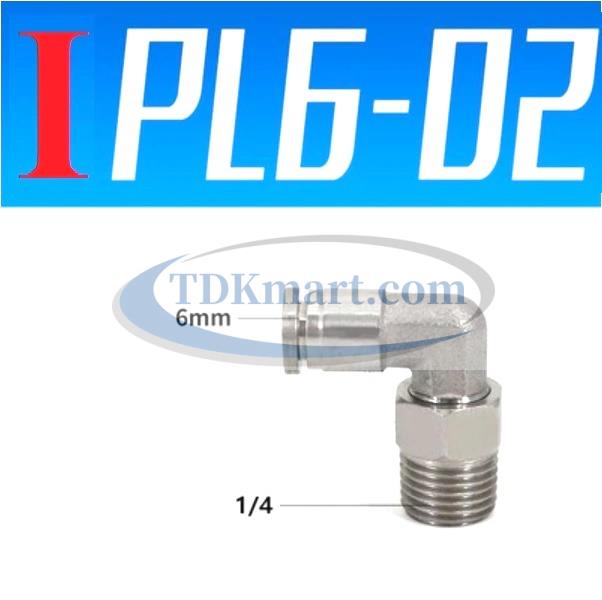 Co nối nhanh Inox ống 6 - Ren ngoài 1/4 =12.7mm