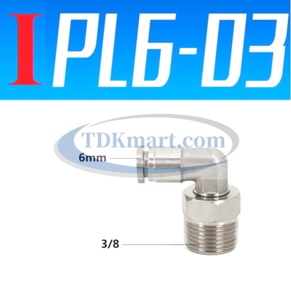 Co nối nhanh Inox ống 6 - Ren ngoài 3/8 =16.7mm