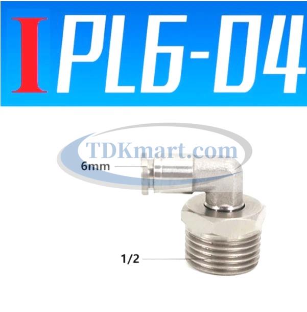 Co nối nhanh Inox ống 6 - Ren ngoài 1/2 =21mm