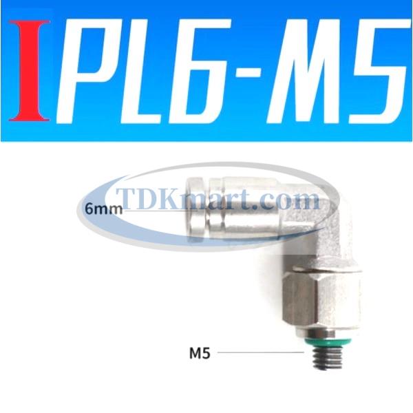 Co nối nhanh Inox ống 6 - Ren ngoài M5