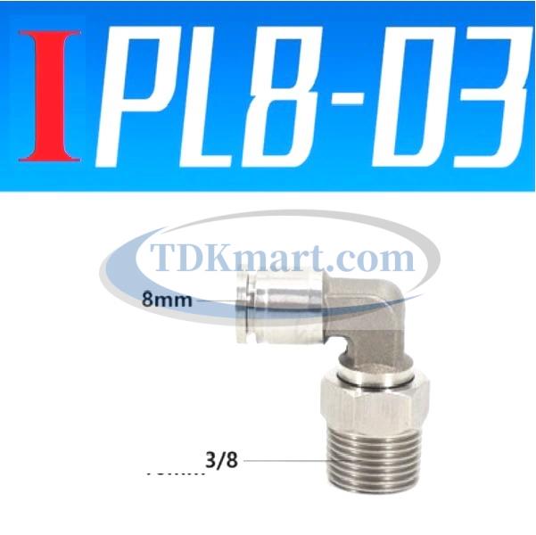 Co nối nhanh Inox ống 8 - Ren ngoài 3/8 =16.7mm