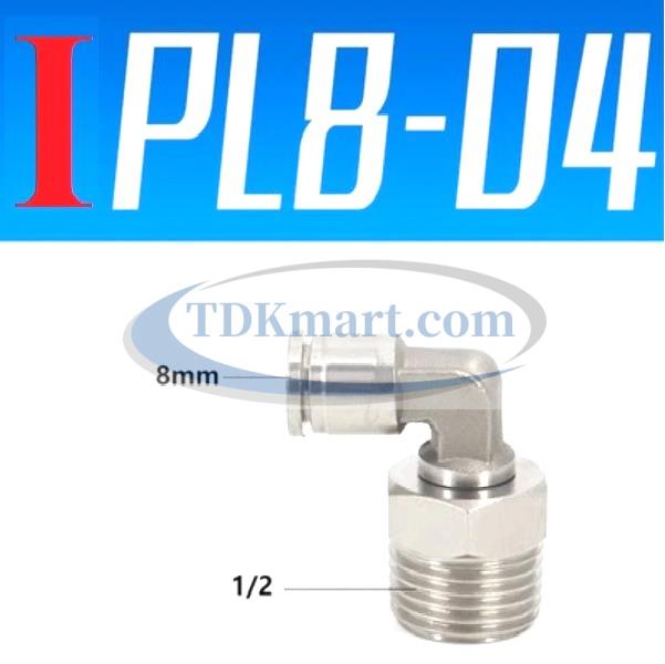 Co nối nhanh Inox ống 8 - Ren ngoài 1/2 =21mm