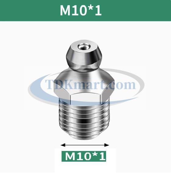 Vú mỡ thẳng mạ Niken M10 x bước ren 1