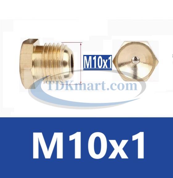 Ốc bơm mỡ đồng đầu phễu M10x1