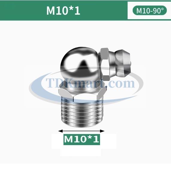 Vú mỡ cong 90 độ mạ Niken M10 x bước ren 1