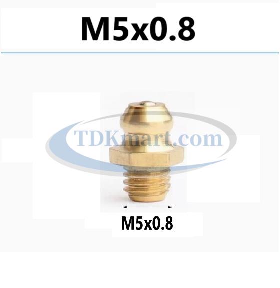 Vú mỡ thẳng vật liệu đồng M5 x bước ren 0.8