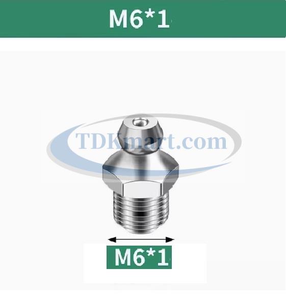Vú mỡ thẳng mạ Niken M6 x bước ren 1