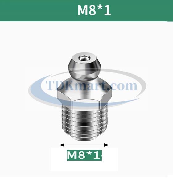 Vú mỡ thẳng mạ Niken M8 x bước ren 1