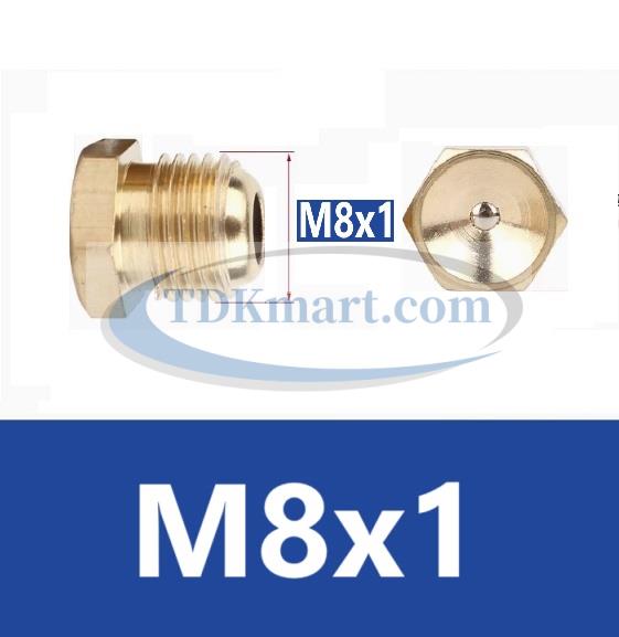 Ốc bơm mỡ đồng đầu phễu M8x1