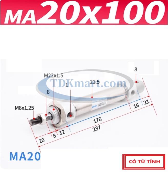 xilanh khí nén MA20x100
