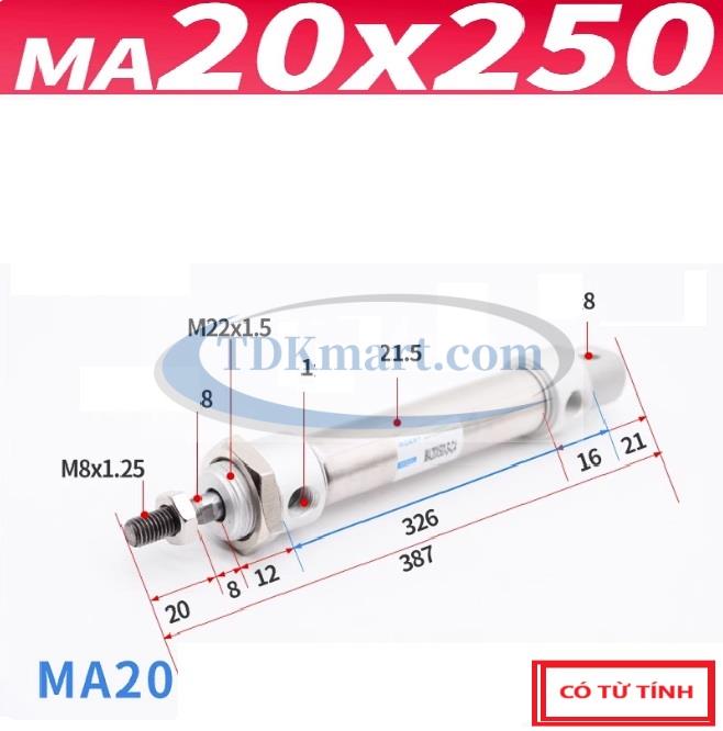 xilanh khí nén MA20x250