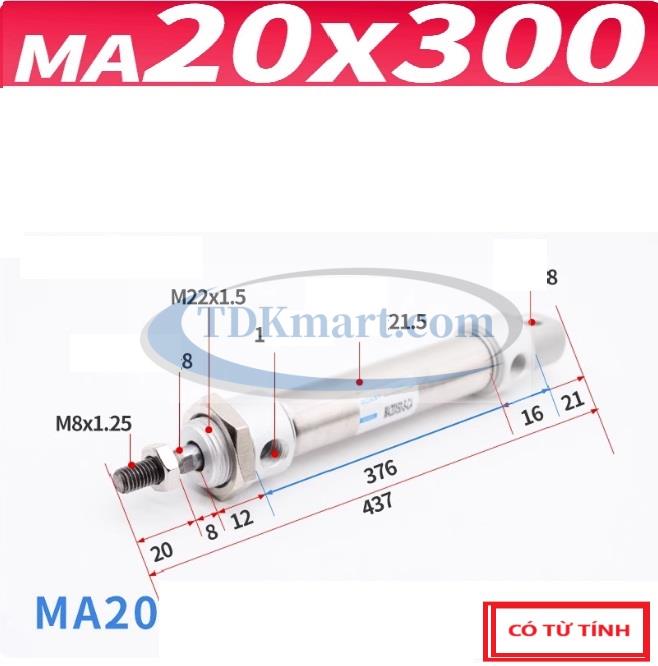 xilanh khí nén MA20x300