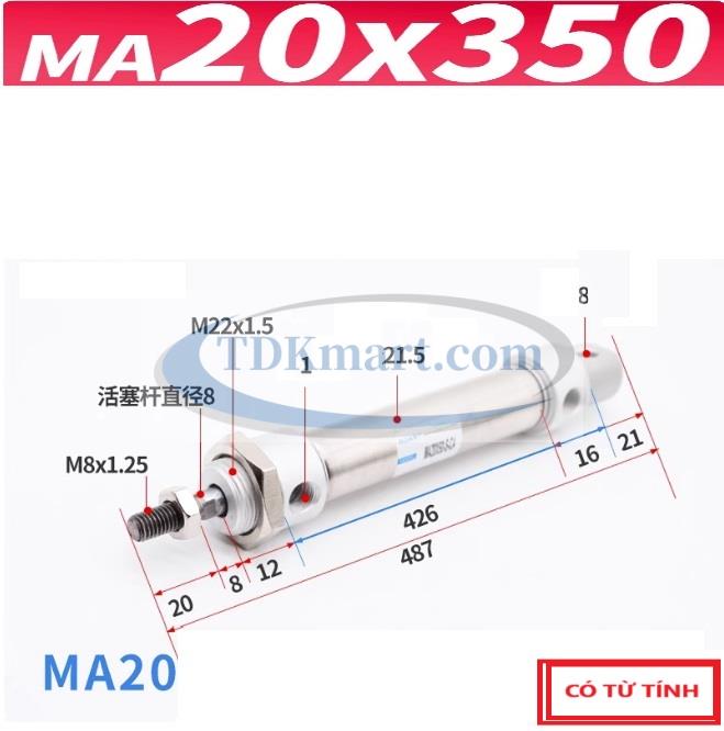 xilanh khí nén MA20x350