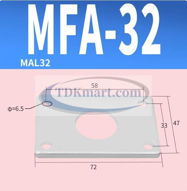 Đế mặt bích FA size 32 cho xi lanh khí nén MA/MAL – gá lắp chuẩn ISO