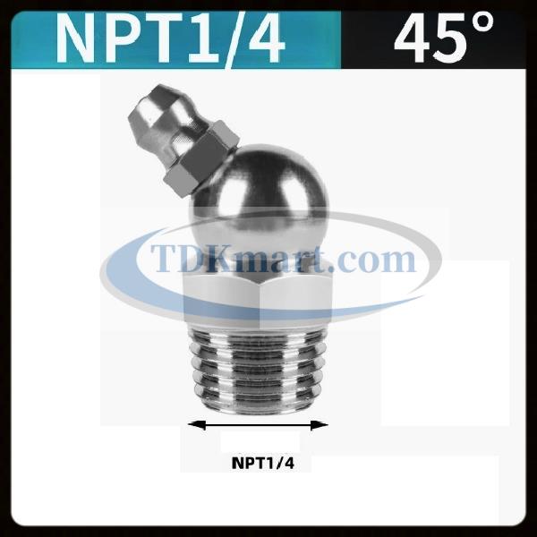Vú bơm mỡ thép mạ NPT1/4-18 45 độ