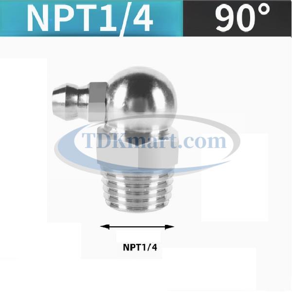 Vú bơm mỡ chất liệu thép không gỉ 304 NPT1/4 45 độ