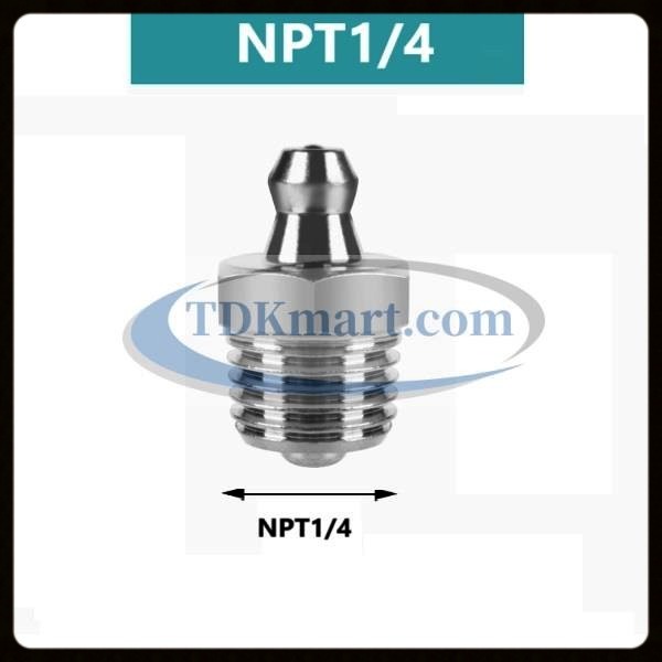 Vú bơm mỡ thép mạ NPT1/4-18 thẳng