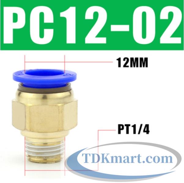 Đầu nối nhanh khí nén thẳng ống 12- Ren ngoài 1/4