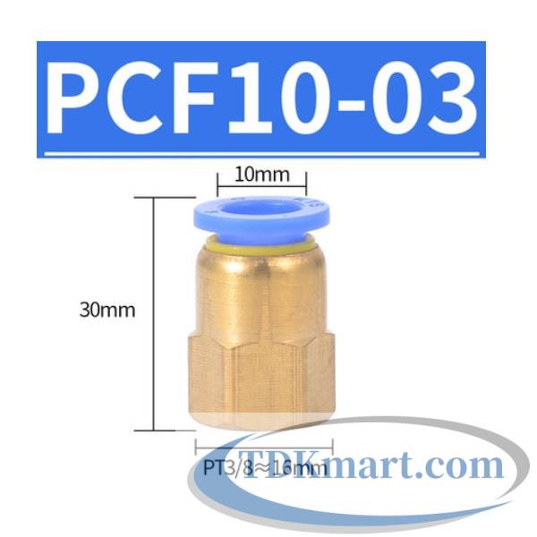 Đầu nối nhanh khí nén thẳng ống 10- Ren trong 3/8