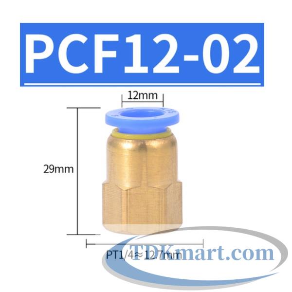 Đầu nối nhanh khí nén thẳng ống 12- Ren trong 1/4