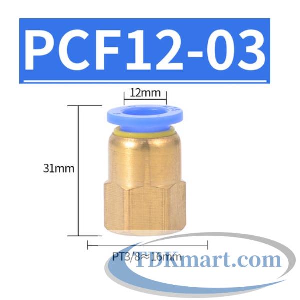 Đầu nối nhanh khí nén thẳng ống 12- Ren trong 3/8