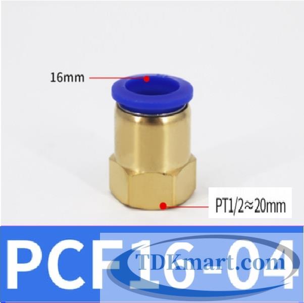 Đầu nối nhanh khí nén thẳng ống 16- Ren trong 1/2