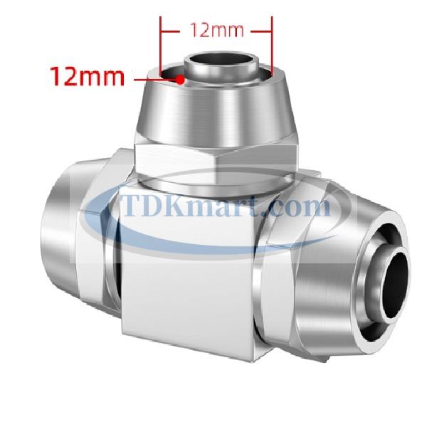 Đầu nối ống hơi chữ T vật liệu đồng có 3 đầu siết ống
