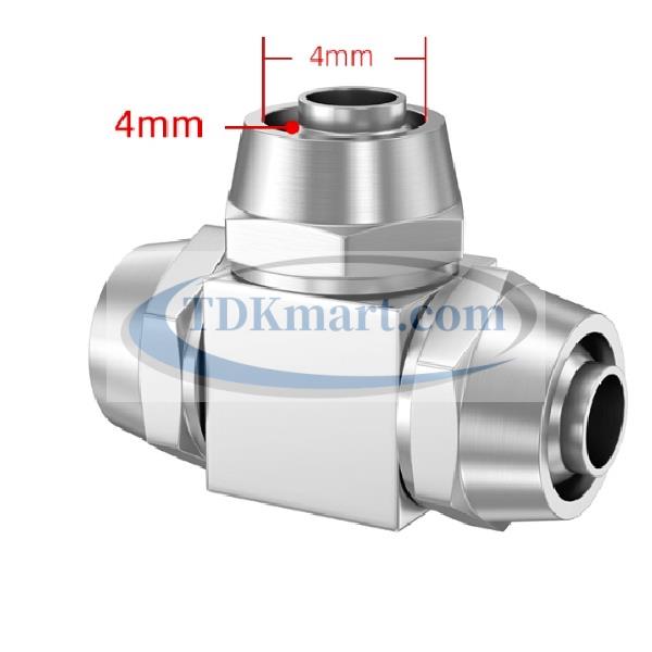 Đầu nối ống hơi chữ T vật liệu đồng có 3 đầu siết ống