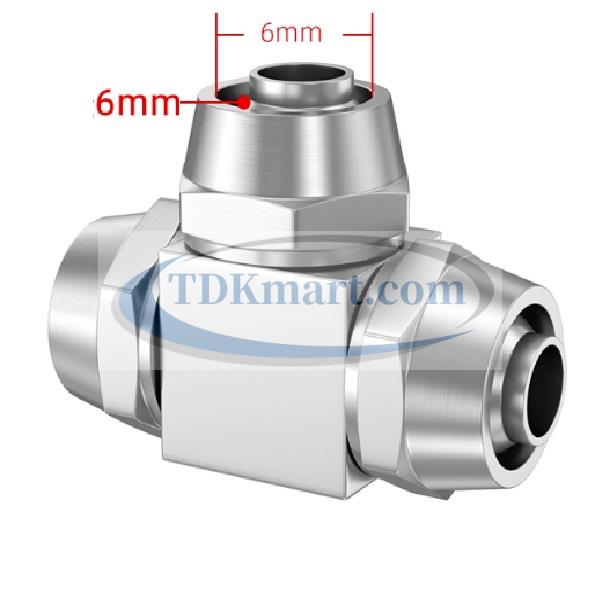 Đầu nối ống hơi chữ T vật liệu đồng có 3 đầu siết ống