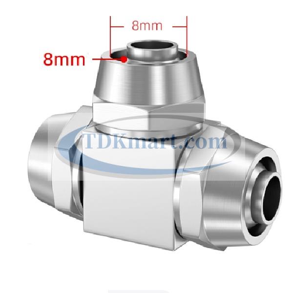 Đầu nối ống hơi chữ T vật liệu đồng có 3 đầu siết ống