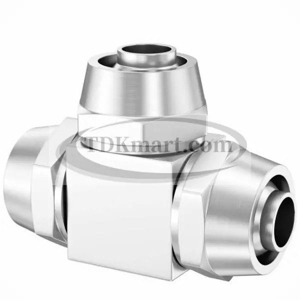 Đầu nối ống hơi chữ T vật liệu đồng có 3 đầu siết ống