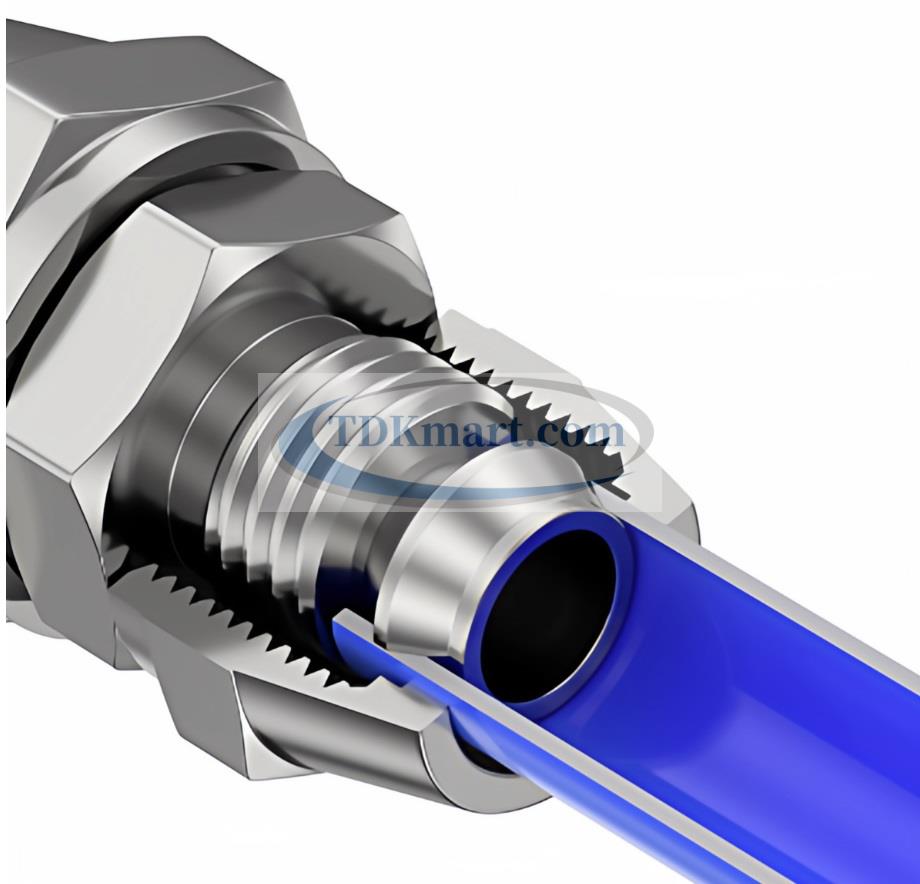 Đầu nối ống hơi chữ T vật liệu đồng có 3 đầu siết ống