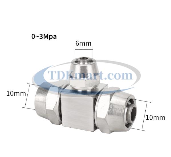 Phụ kiện khí nén đầu nối chữ T giảm 3 đầu siết bằng đồng