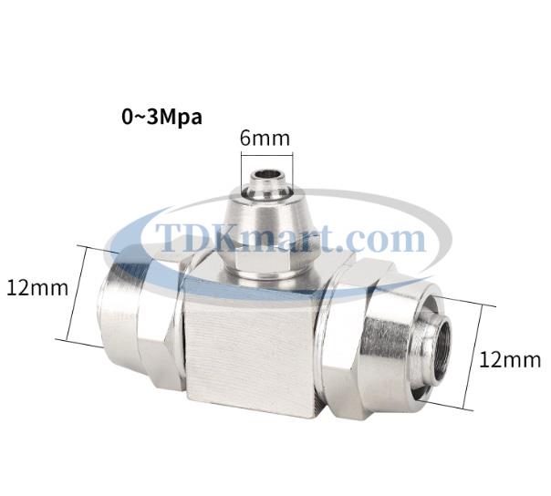 Phụ kiện khí nén đầu nối chữ T giảm 3 đầu siết bằng đồng