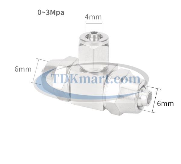 Đầu nối ống hơi chữ T giảm 3 đầu siết ống bằng đồng