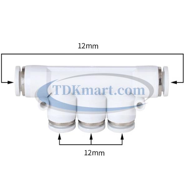 Đầu nối nhanh khí nén chia 5 ngã màu trắng có 5 đầu ghim ống