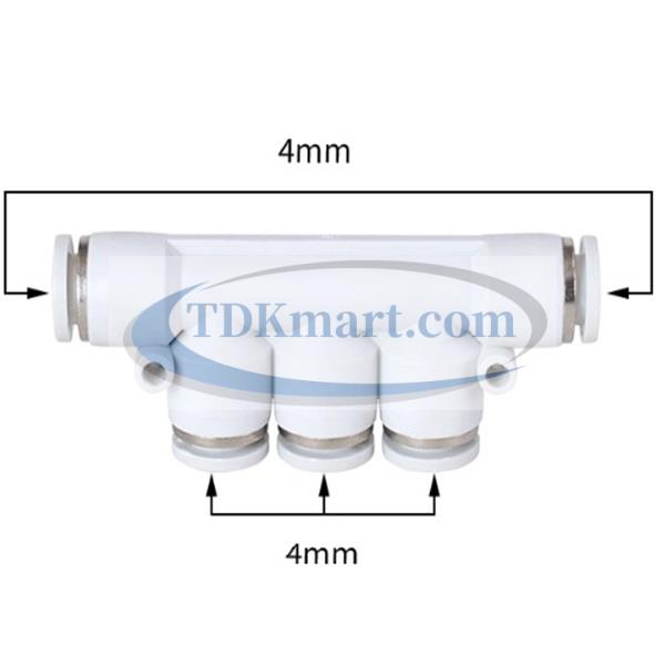 Đầu nối nhanh khí nén chia 5 ngã màu trắng có 5 đầu ghim ống