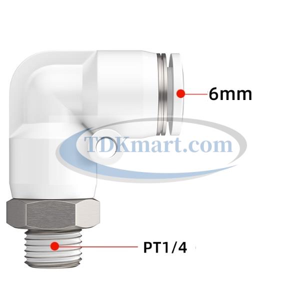 Co nối nhanh khí nén ren ngoài màu trắng có 1 đầu ghim ống và 1 đầu ren ngoài, chất liệu nhựa kỹ thuật cao cấp, lắp đặt nhanh, kín khí tốt, chịu áp lực ổn định, phù hợp cho hệ thống khí nén công nghiệp.