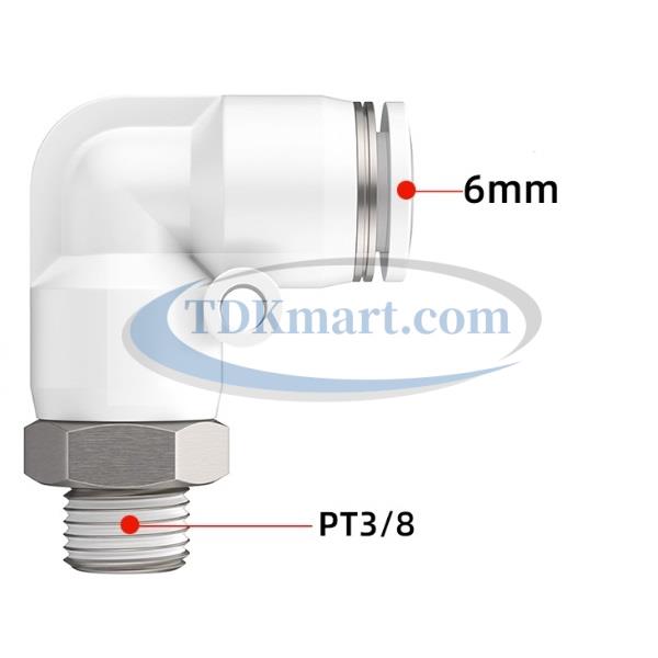 Co nối nhanh khí nén ren ngoài màu trắng có 1 đầu ghim ống và 1 đầu ren ngoài, chất liệu nhựa kỹ thuật cao cấp, lắp đặt nhanh, kín khí tốt, chịu áp lực ổn định, phù hợp cho hệ thống khí nén công nghiệp.