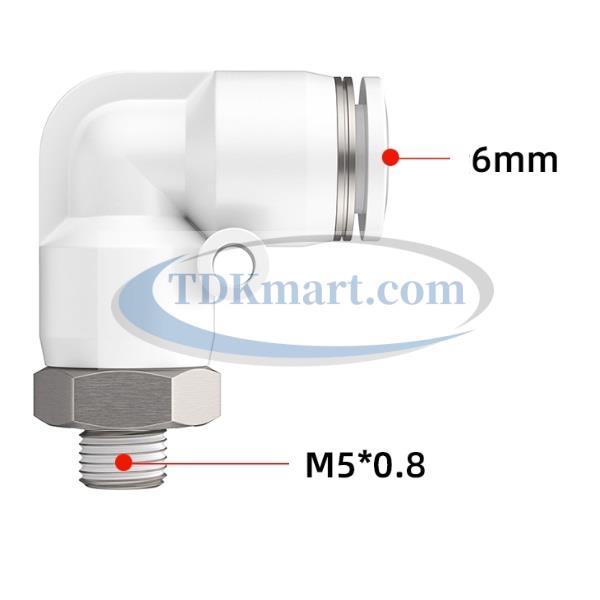 Co nối nhanh khí nén ren ngoài màu trắng có 1 đầu ghim ống và 1 đầu ren ngoài, chất liệu nhựa kỹ thuật cao cấp, lắp đặt nhanh, kín khí tốt, chịu áp lực ổn định, phù hợp cho hệ thống khí nén công nghiệp.