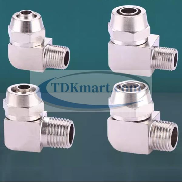Đầu nối khí nén ren ngoài siết ống bằng đồng chống rò rỉ